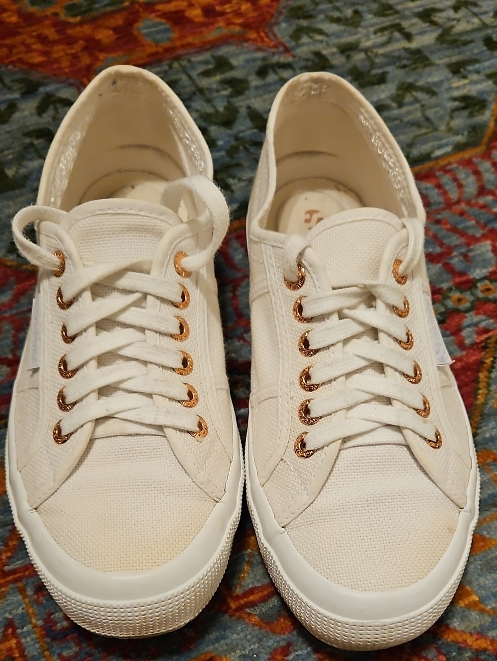 Superga Classic Canvas Sneakers with Rose Gold Eyelets